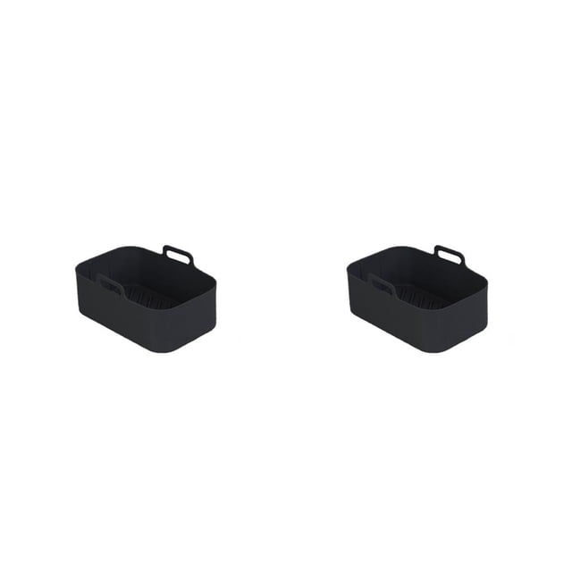 Bearachild Freidora de aire Placa para hornear Rectángulo de alta temperatura Forro que no se desvanece Cesta de silicona reutilizable Cocina Negro 1 PC 2piezas