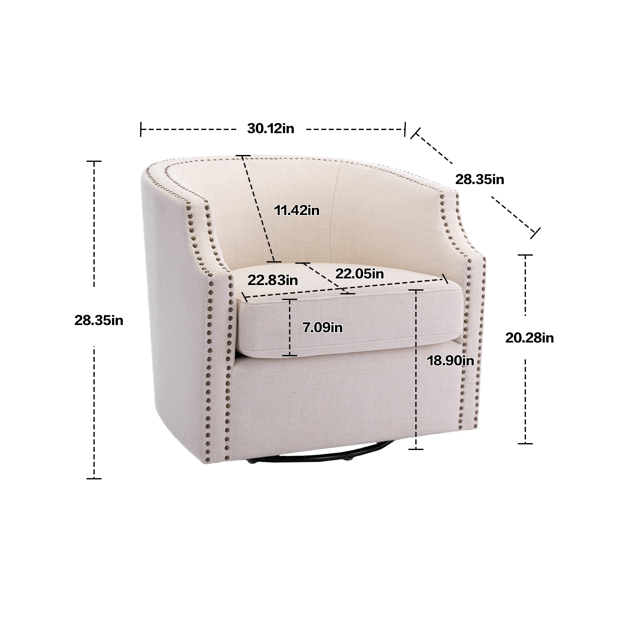 Lunale Fabric Swivel Accent Barrel Chair, Club Chair Comfy Reading Armchair, Beige