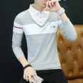thumbnail image 2 of Camiseta polo para hombre Slim Fit rojo Ropa para hombre Top empalmado Abotonado ajustado Coreano Otoño Xl Una nueva a granel Manga larga Es original, 2 of 5