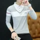 thumbnail image 2 of Camiseta polo para hombre Slim Fit rojo Ropa para hombre Top empalmado Abotonado ajustado Coreano Otoño Xl Una nueva a granel Manga larga Es original, 2 of 4