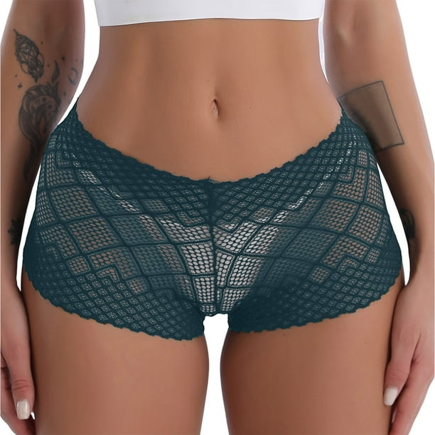 Aayomet Women's Underwear Sexy Lace Panties Stretch Soft Ladies Hipster  Briefs Underwear Lady Underwear (Green, M) 