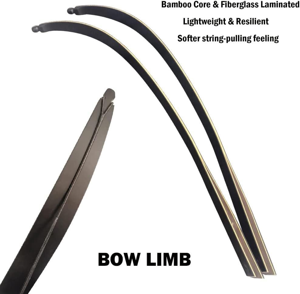60" Traditional Wooden Recurve Bow 60 lbs – Takedown Design with Solid Riser, Strong Limbs and Excellent Control, Ideal for Target Archery and Outdoor Hunting Use