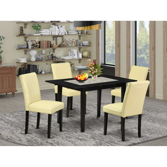 East West Furniture Dining Table- Dining Chairs, NOAB5-BLK-73