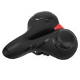 thumbnail image 1 of Sillín de bicicleta ergonómico, suave, resistente al desgaste, diseño de tira reflectante, cojín para sillín de bicicleta para ciclismo, negro y rojo, 1 of 10