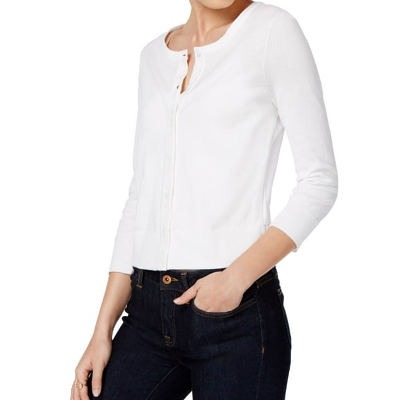 maison Jules Womens Contrast Back Cardigan Blouse, White, Large