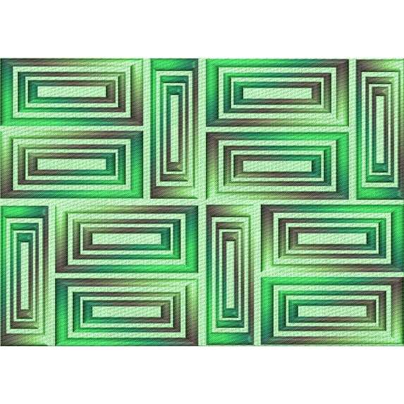 Ahgly Company Machine Washable Indoor Rectangle Transitional Jungle Green Area Rugs, 2' x 3'