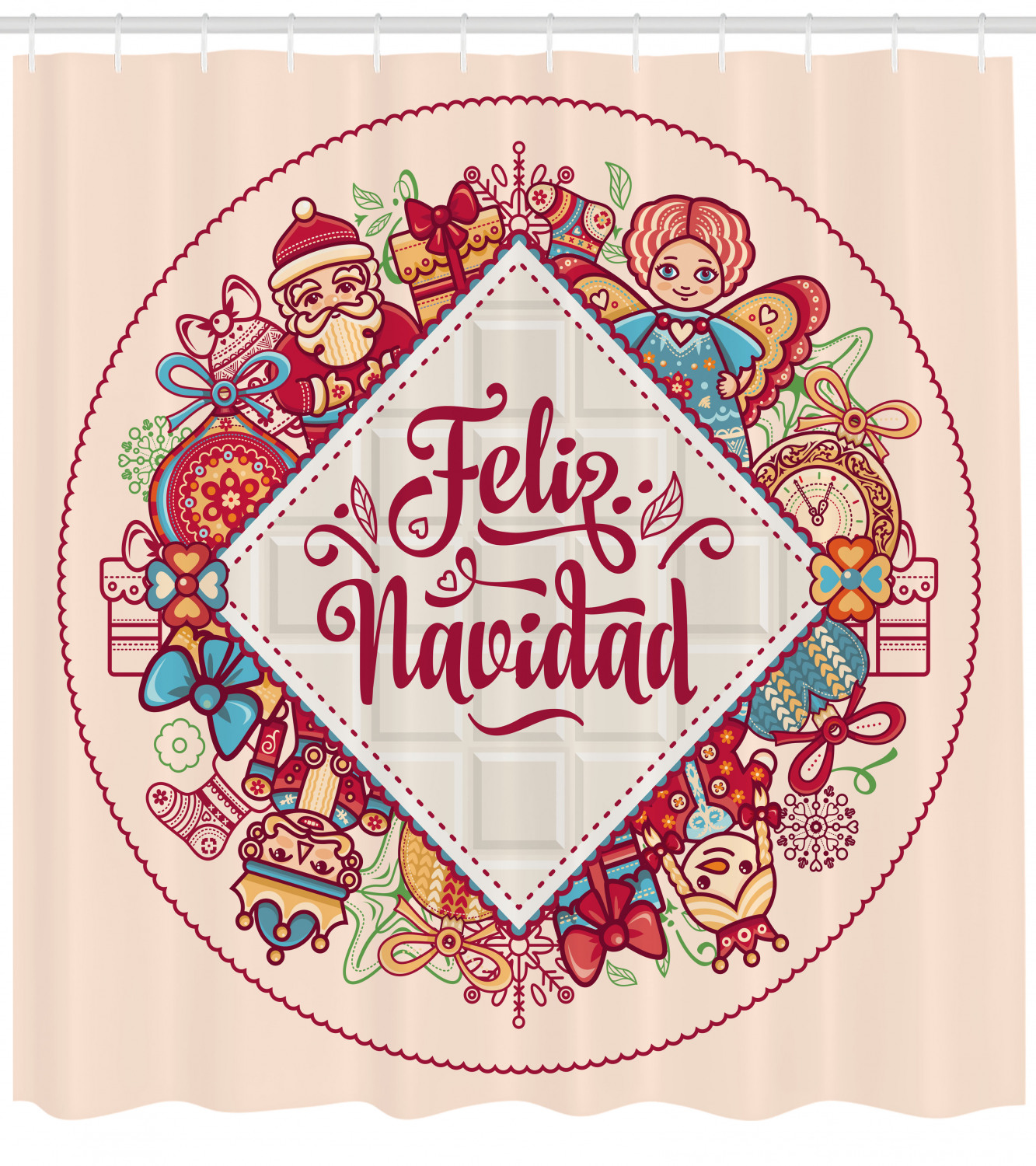 Spanish Shower Curtain Christmas Elements And Celebration Theme