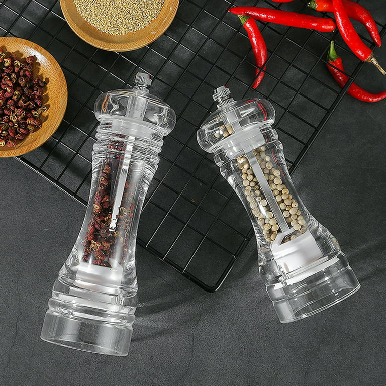Salt and Pepper Grinder Set - 2 Pack - Pepper Mill, Salt Grinder,  Refillable, Pepper Mill Grinder, Tall Glass Salt Pepper Grinder, Salt  Pepper Grinder
