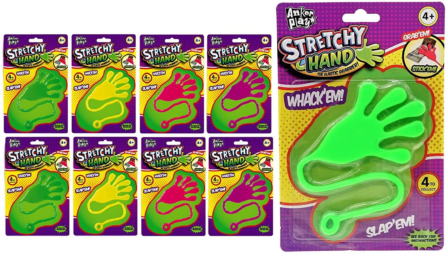 5x Stretchy Sticky Hands Palm Toy Kids Christmas Birthday Party Bag Fillers Gift 