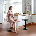 thumbnail image 2 of MOJAY Clear Bar Stools Set of 2, Counter Height Adjustable Swivel Acrylic Bar Stools with PU Leather Upholstered, Armless Bar Stools for Kitchen Island - Grey/Black, 2 of 8