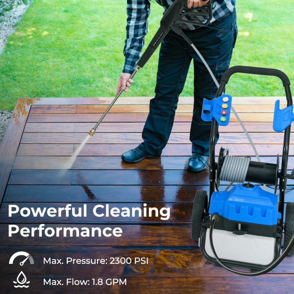 Aimee Lii 2300 PSI 1.8 GPM Electric Pressure Washer with Wheels and 5 Quick Connect Nozzles, High Quality-Blue