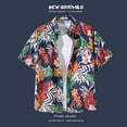 thumbnail image 4 of XUNKUSGA Shirt for Men Fashion Summer Tropical Floral Mens Beach Shirts Casual Collar Short Sleeve Button Down Hawaiian Shirt Breathable Lightweight Mens Shirts,M, 4 of 5