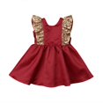 thumbnail image 1 of Jolies Enfants Bébé Fille Robe Formelle Backless Noeud Paillettes Robe de Princesse de Fête 1-6T, 1 of 5