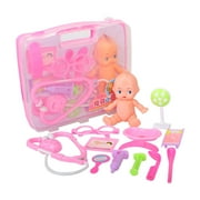 Doctor Kit Role Play 12pcs First Aid Kit Medical Toy with Silicone Patient Infant Doll Puppet as Best Gifts Ever for Kids Child Toddlers Teens (Pink)