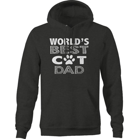 Worlds Best Cat Dad Pet Animal Kitten Hoodie for Big Men 3XL Dark Grey