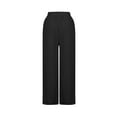 thumbnail image 2 of Olyvenn Women's Elegant Flowy Dress Pants Front Pleated High Waisted Cotton Linen Casual Wide Leg Loose Palazzo Trousers with Pockets Black 4, 2 of 5