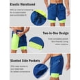 thumbnail image 5 of FEOYA Men's 2 in 1 Running Shorts Liner Male Quick Dry Athletic Shorts Breathable Gym Sweat Shorts Training Sports Basketball Shorts with Phone Pocket L Blue, 5 of 7