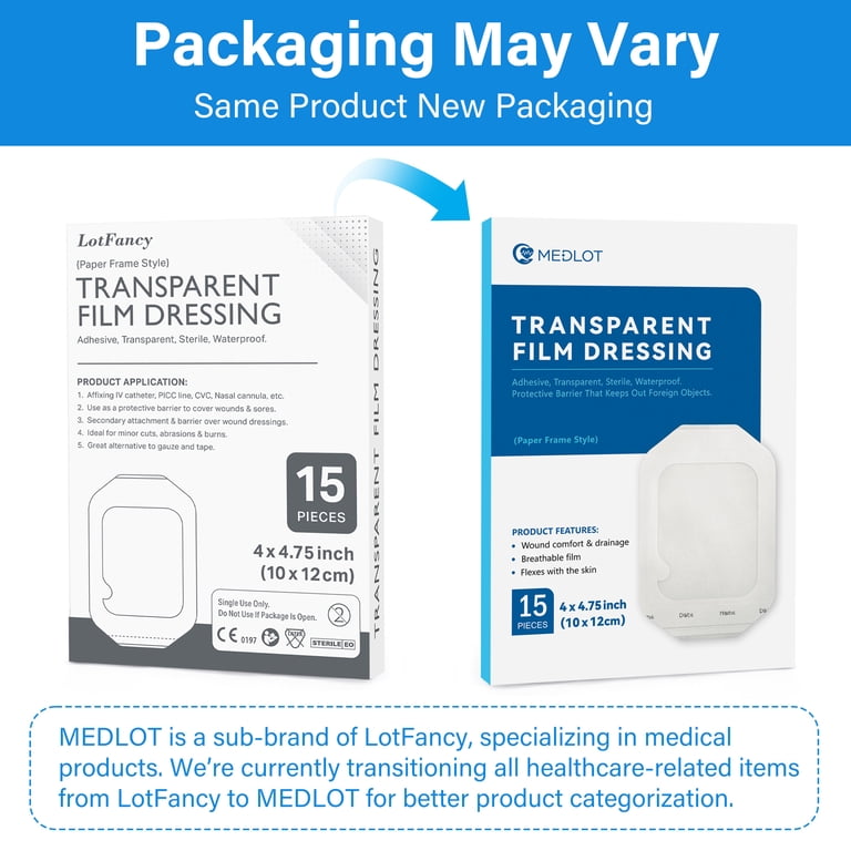 LotFancy Transparent Film Dressing, 4x4.75 inch, 15 Count photo 2