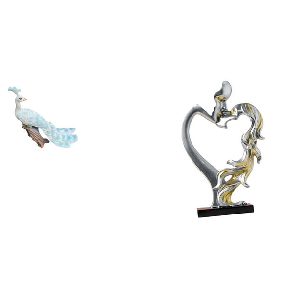 Estatua del pavo real,Estatua de pavo real,adorno de escritorio creativo y divertido,Estatua de pareja,Figura de pareja besándose,regalo de boda moderno,Estatua de pareja besándose en el