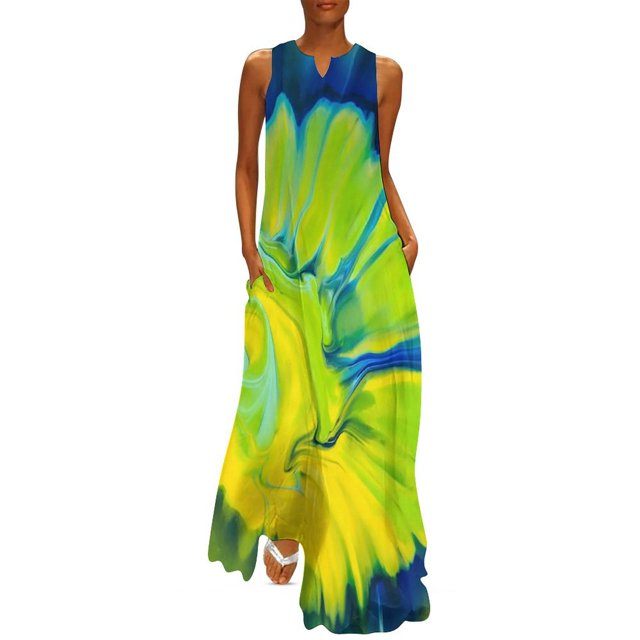 Robe Teinture sur Nœuds Imprimé Léopard Robe Maxi de Soirée Design Col en V Robes Longues Décontractées Vêtements de Rue Oversize