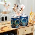 thumbnail image 3 of Yayeee 2 Pack Qtip Holder Bathroom Cotton Swab Canister with Lid Clear Dispenser Set, Floral Moon, 3 of 6