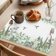 thumbnail image 3 of Placemat Set of 6 Green Flowers Floral Bird Placemats for Dining Table Leaves Plant Washable Table Mats for Kitchen and Party Decor Indoor & Outdoor Use, 3 of 8