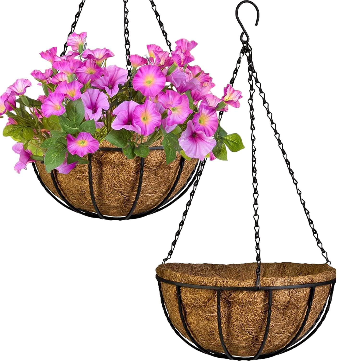 Wizdar 2PCS Round Coco Liners for Planters 8IN Replacement Hanging Baskets Coir Liners Thick Coconut Fiber Liner for Hanging Basket Indoor Outdoor Garden Flower Vegetables Pot 