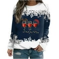 thumbnail image 1 of Chandails en Molleton de Noël pour Femmes, T-shirt Imprimé d'Hiver, Manches Longues, Blouse à Col Rond, Hauts Décontractés, Chandail en Molleton à Col Rond pour Femmes en Liquidation, 1 of 3