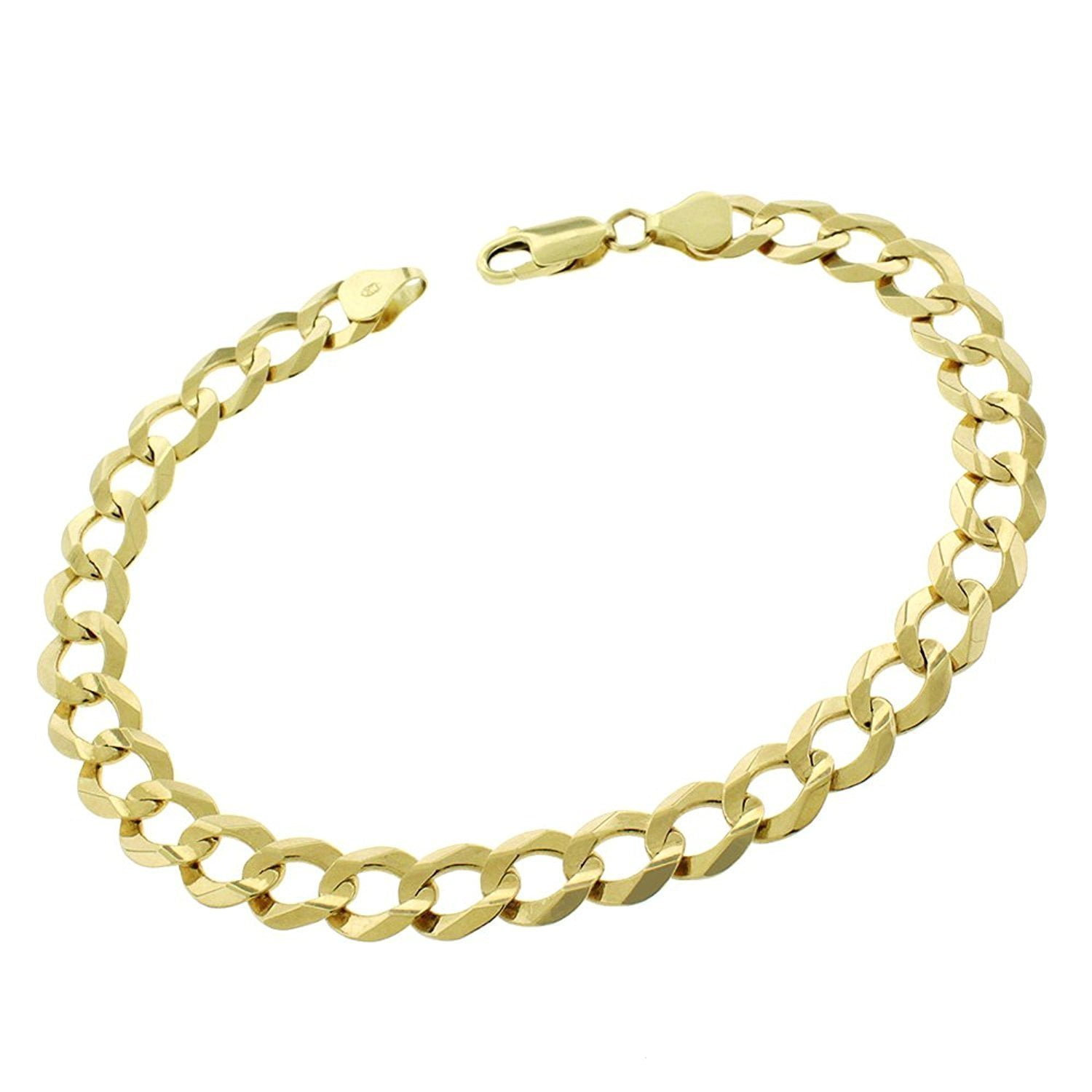 10k Yellow Gold Mens Womens Solid Cuban Curb Link Bracelet Chain 6mm-8mm 7"-9"