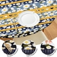 thumbnail image 4 of Blue Pioneer Flower Striped Pattern Round Fitted Tablecloth with Elastic Edge,Dining Table Cover Waterproof,Outdoor Round Tablecloth for Camping,Dining,Indoor and Outdoor, 4 of 7