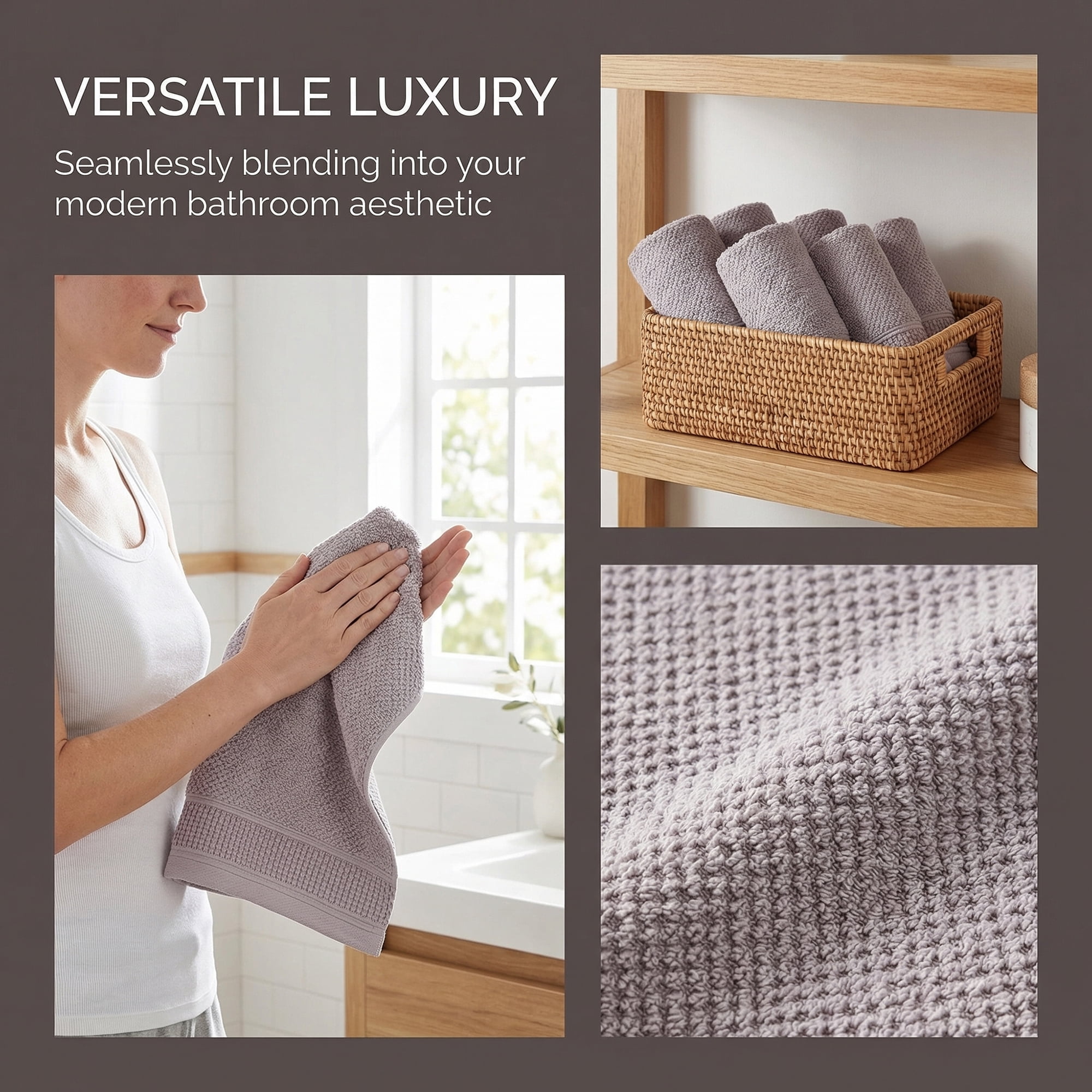 Unique Bargains Cotton Waffle Textured Hand Towels Brown 2pcs 29" x 13"