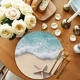 thumbnail image 2 of Beach Coastal Round 13 Inch Placemats Set of 2, Summer Nautical Starfish Aqua Beige HeatResistant Non Slip Place Mats for Dining Table, Wipeable Braided Kitchen Table Mats for Housewarming, 2 of 9