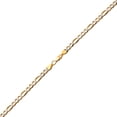 thumbnail image 2 of LOVEBLING 10K Yellow Gold Solid Two-Tone Diamond Cut w/White Pave Figaro Chain Bracelet (5.5mm, 8.5), 2 of 4