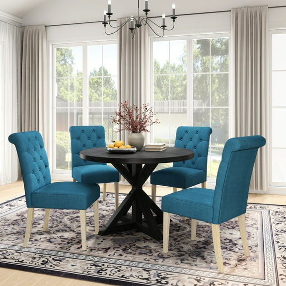 5 Dining Collection: 46.74" Round Table & 4 Chairs, Blue Shade