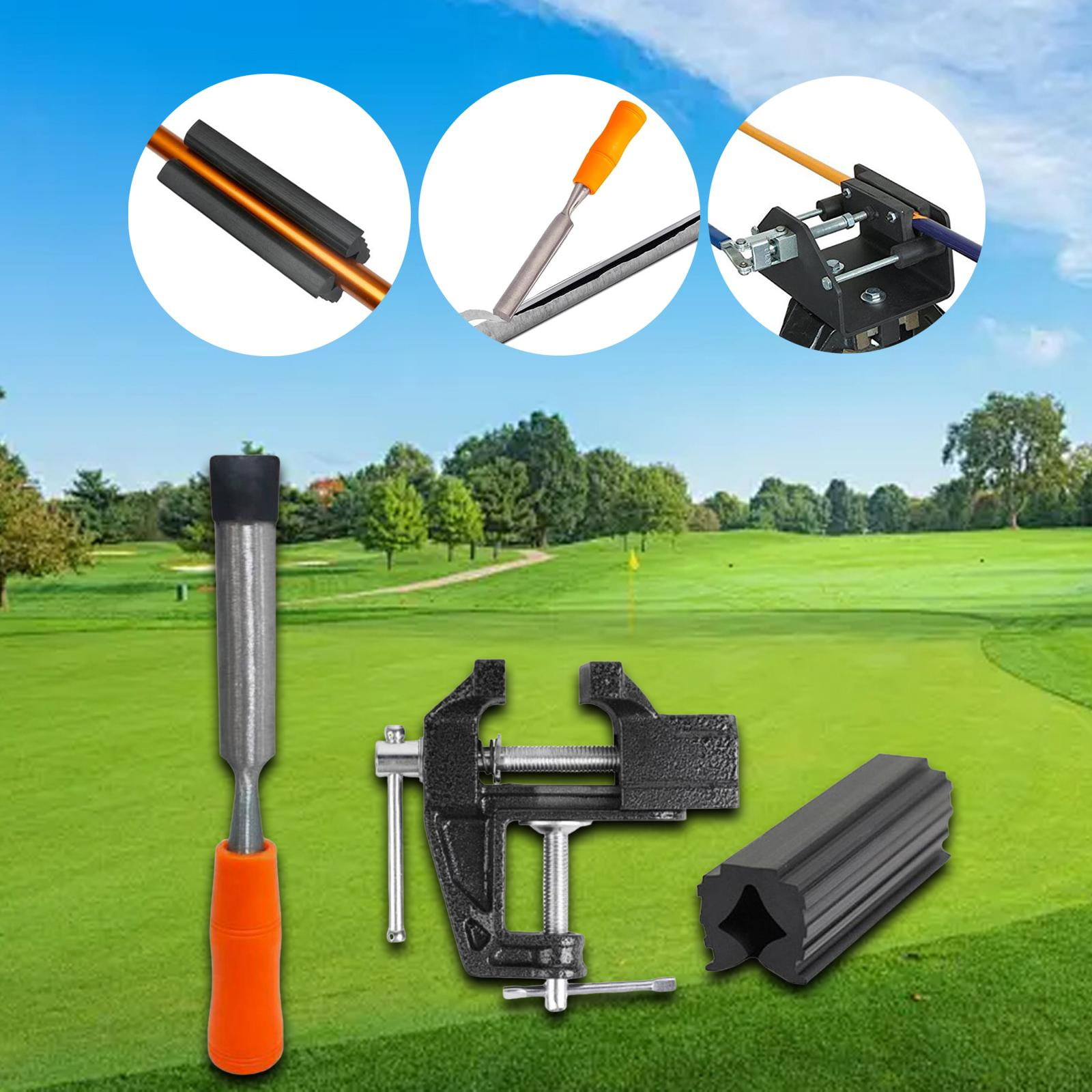 funtasica 3 Pieces Golf Grip Kits Grip Tape Remover Repair Tool Professional Table Vise Accessories Easy to Use Bench Vise Rubber Clamp Orange