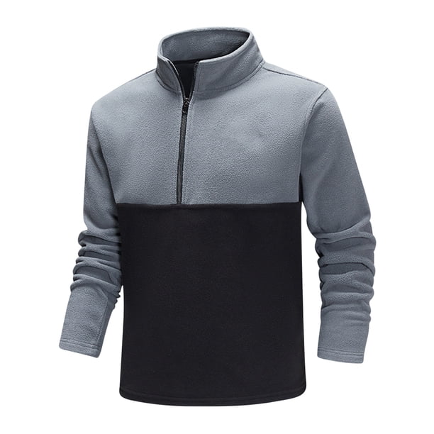 Blusa y camisa de manga larga con cuello alto para hombre, color de contraste, manga larga, cremallera, cuello alto, informal, deportiva, para casa, blusa para hombre