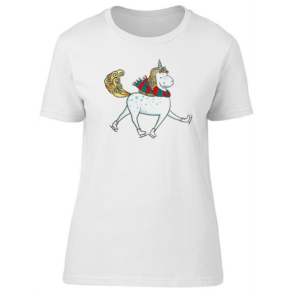 Lovely Unicorn Ice Skating T-Shirt Women -Image by Shutterstock, Female Large