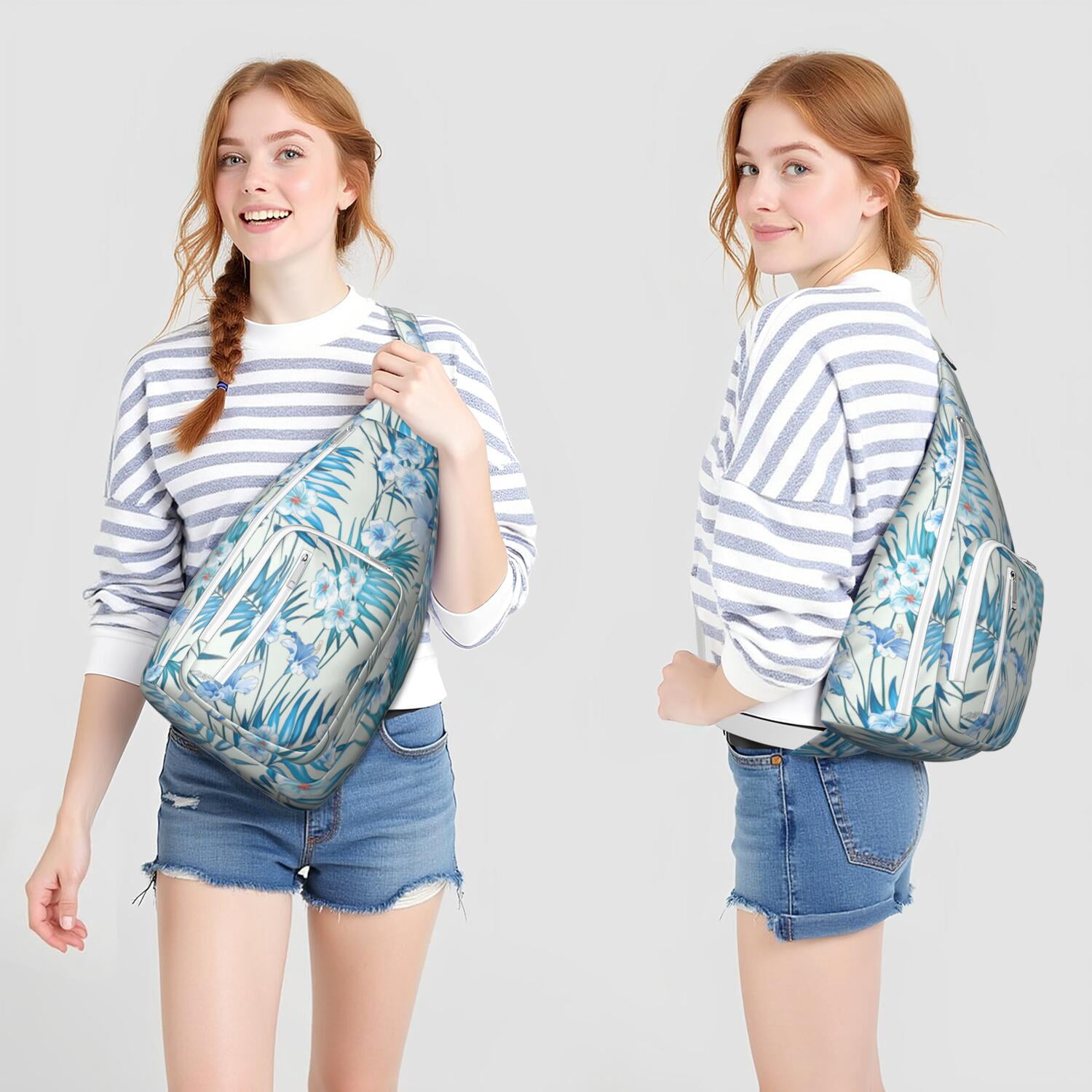Botanical Jungle Leaves Vibrant Sling Bag for Women & Men, Lightweight with Hide the Keyhole