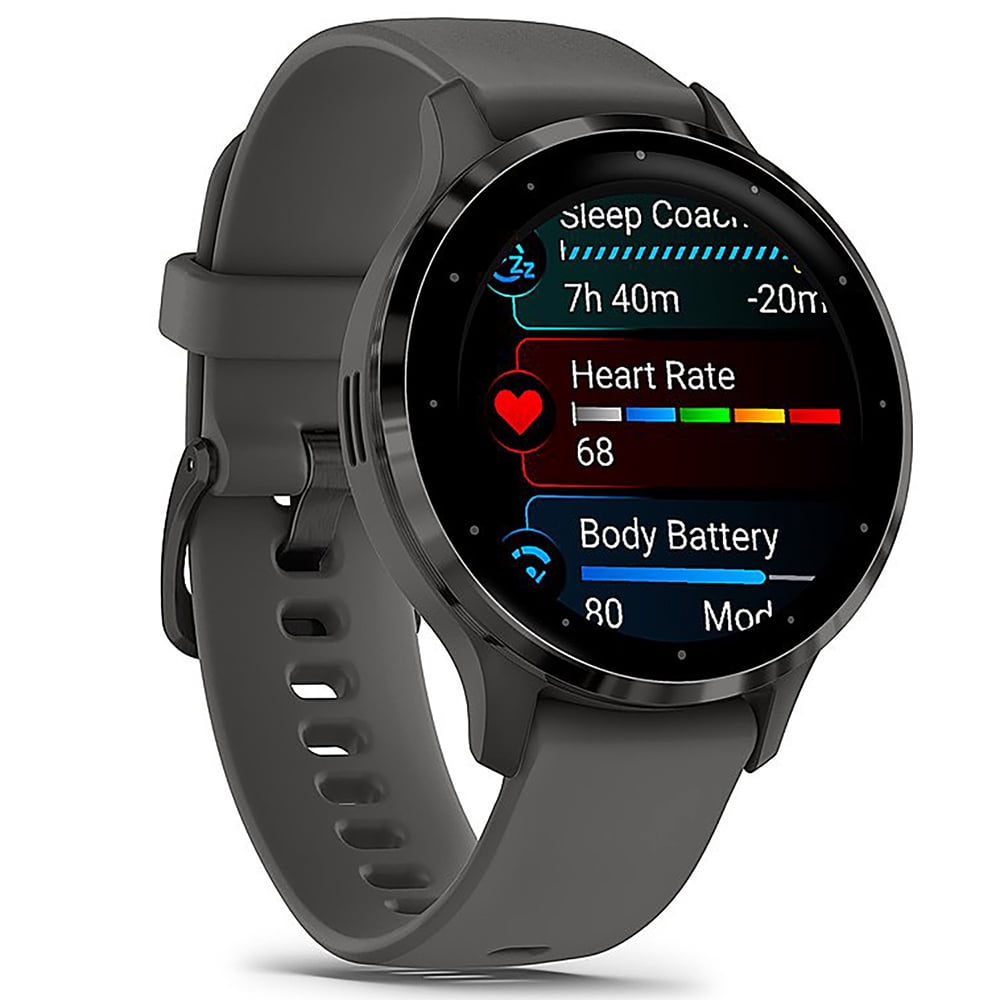 Garmin 010-02785-00 Venu 3S Health Fitness GPS Smartwatch Steel Bezel with Pebble Gray Case 41mm Bundle with Dust Cover 3 Pack, 2-Pack Screen Protector and 2 YR CPS Enhanced Protection Pack
