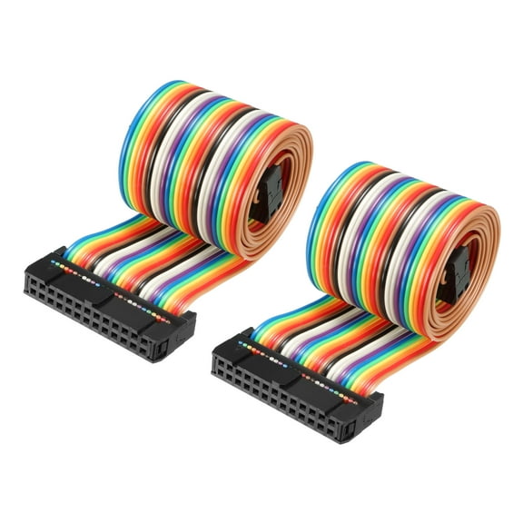 IDC 26P Wire Flat Rainbow Ribbon Cable 66cm 2.54mm Pitch 2pcs