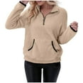 thumbnail image 6 of BVOFAR Quarter Zip Fleece Pullover for Women Fuzzy Sherpa Lined Sweatshirts Warm Fluffy Long Sleeve Sweaters with Pockets Fall Trendy Outerwear, 6 of 7