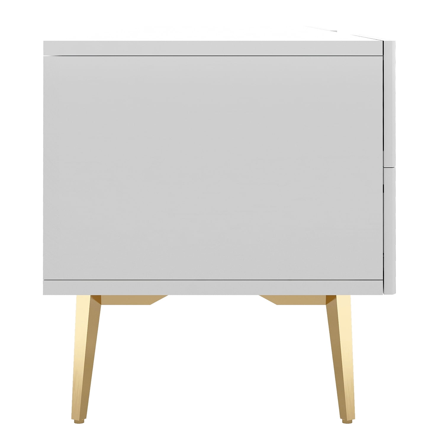 Kadyn Modern Entertainment Center, MDF TV Stand with 5 Champagne legs, Entertainment Center TV Console for TV up to 77", White