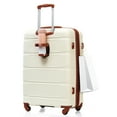 thumbnail image 2 of POWANLI 3Pcs Luggage Set, 20" Suitcase with USB Port,Carry-on Luggage with Cup Holder, ABS+PC Hard Shell Luggage with Spinner Wheels Beige+Brown, 2 of 10
