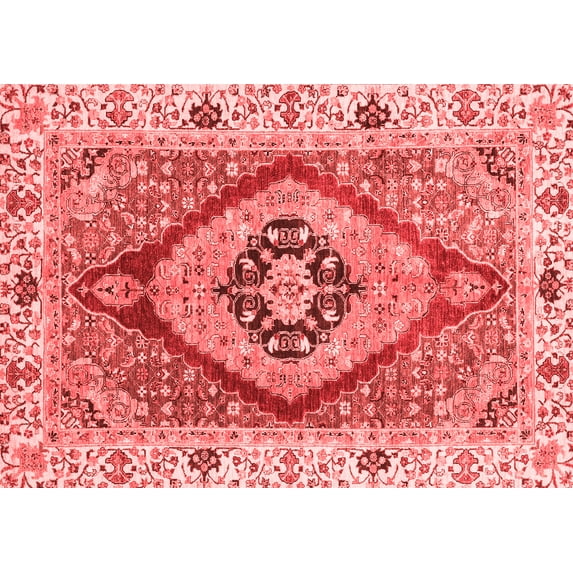 Ahgly Company Indoor Rectangle Abstract Red Modern Area Rugs, 3' x 5'