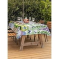 thumbnail image 2 of Outdoor Tablecloth with Umbrella Hole and Zipper, Blue Purple Floral Rectangle Table Cloth 60x120 Inch Waterproof Tablecloth, Spring Hydrangea Flower Truck Green Plaid Picnic Table Cover for Patio, 2 of 7