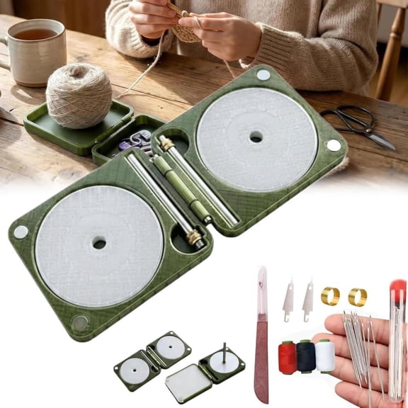 Sttlejura Portable Yarn Holder With Accessory Compartment, Foldable Double Spinner Yarn Storage Box for Crochet Knitting Weaving and Travel Craft Projects