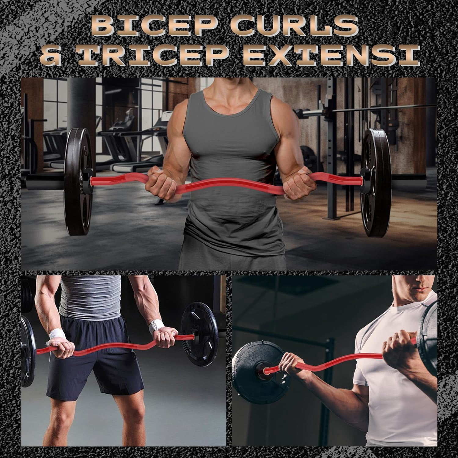 Luku 47" EZ Curl Bar for Weight Lifting, Biceps, Triceps, Back/Leg Muscle Group Exercise,Chrome Curling Bar Fit 2" Standard Weights