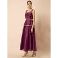 thumbnail image 3 of Indya Women's Wine Embroidered Belted Peplum Layered Kurta, 3 of 6