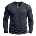 thumbnail image 3 of ZyeKqe Mens Long Sleeve Tops Knitted Button Front Crewneck Casual Lightweight Comfy Workout Athletic Shirts with Pocket, 3 of 8