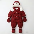 thumbnail image 2 of Winter Warm Bodysuit Solid Cute Bear Hooded Puffer Romper Boys Girls Snowsuit One Piece Jumpsuit, 2 of 9